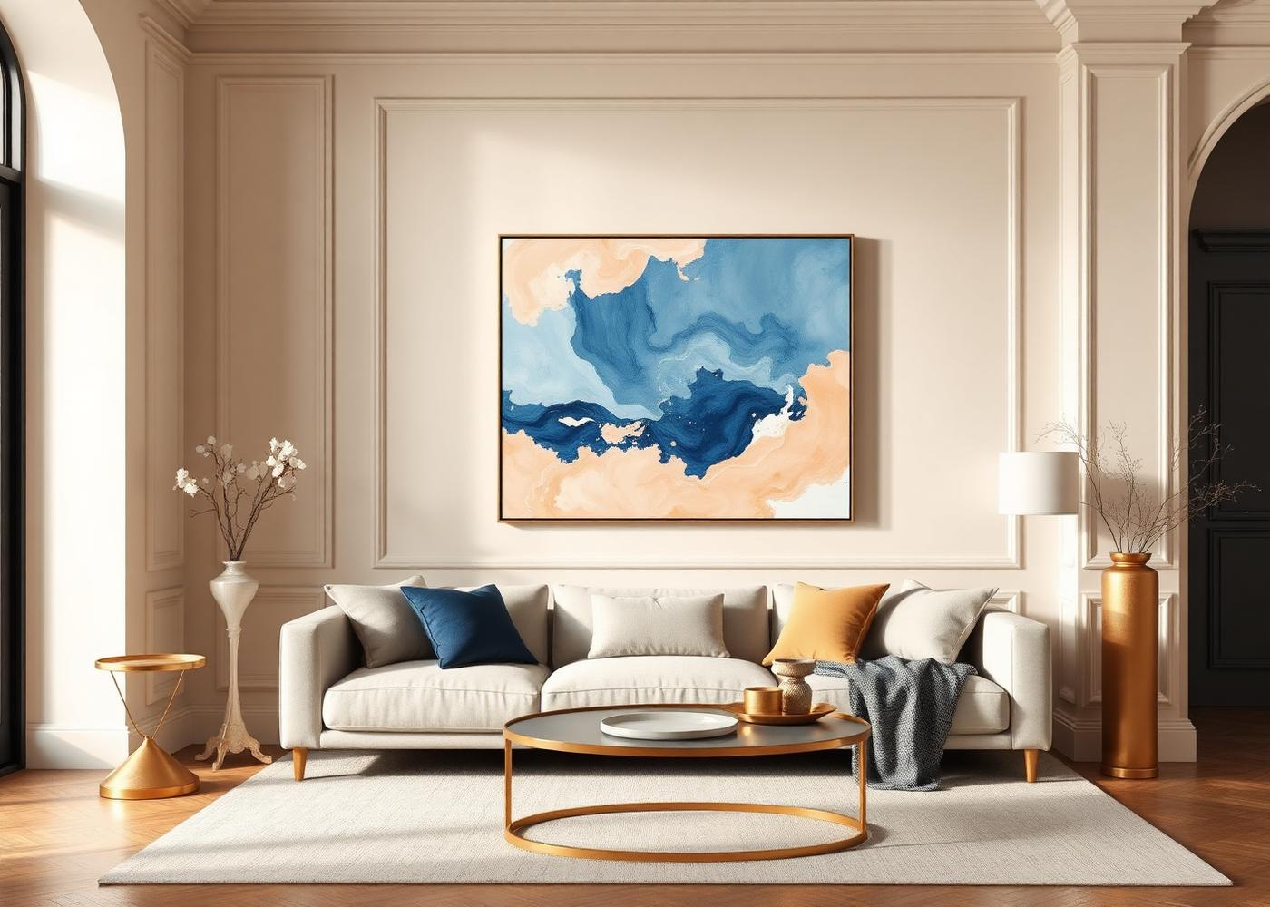 A commissioned painting in a styled interior